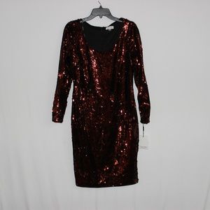 CALVIN KLEIN  Brown Metallic Sequined Sheath 12